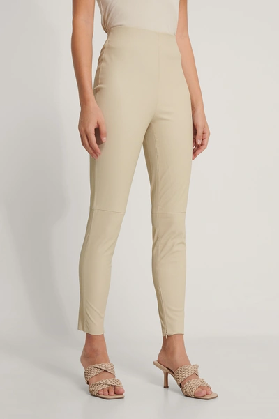 Shop Na-kd Reborn Recycled Pu Leggings - Beige