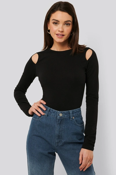 Shop Na-kd Cut Out Round Neck Top - Black