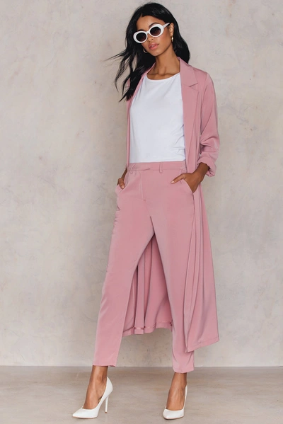 Shop Na-kd Shiny Suit Pants Pink In Dusty Pink