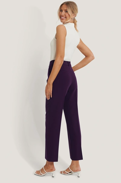Shop Na-kd Reborn Mid Rise Suit Pants - Purple In Dark Plum