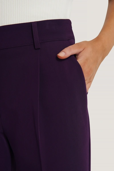 Shop Na-kd Reborn Mid Rise Suit Pants - Purple In Dark Plum