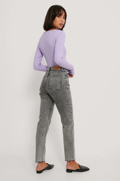Shop Na-kd Reborn Organic Stone Washed Slim High Waist Jeans - Grey