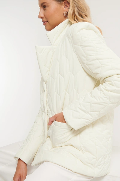 Shop Emilie Malou X Na-kd Oversized Quilted Jacket Offwhite In Off White
