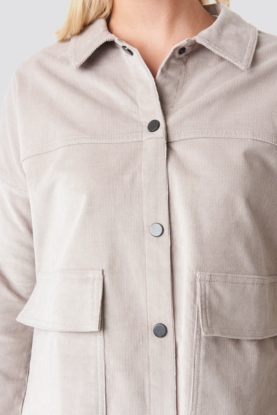 Shop Na-kd Corduroy Overshirt Jacket Beige In Gray