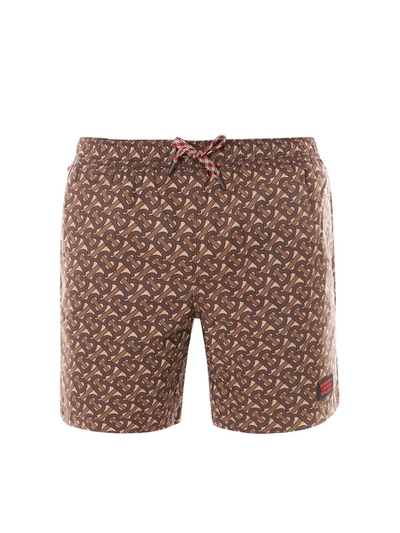 Shop Burberry Monogram Motif Swim Shorts In Brown