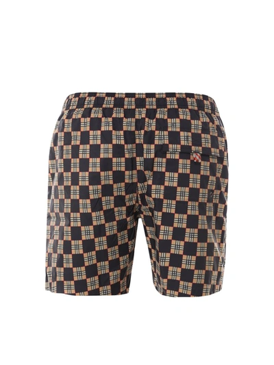 Shop Burberry Chequer Swim Shorts In Multi