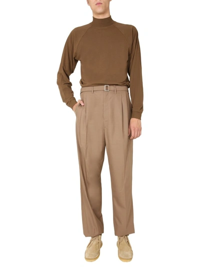 Shop Lemaire Belted Trousers In Brown