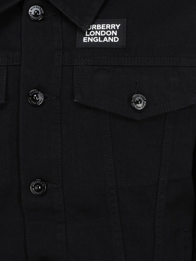 Shop Burberry Logo Denim Jacket In Black