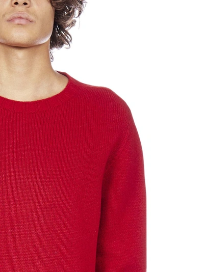 Shop Palm Angels Logo Knitted Sweater In Red