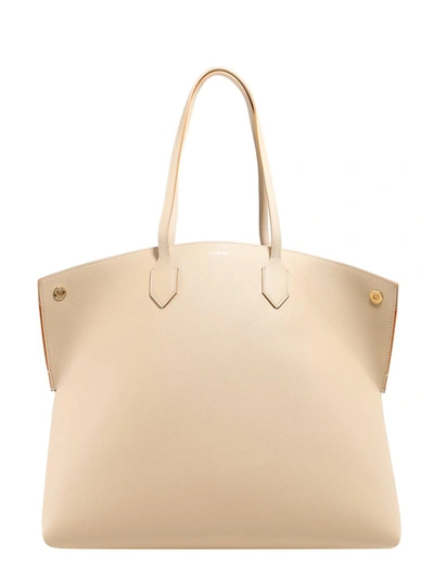 Shop Burberry Logo Tote Bag In Beige