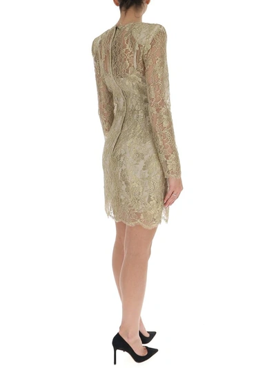 Shop Dolce & Gabbana Lace Mini Dress In Gold