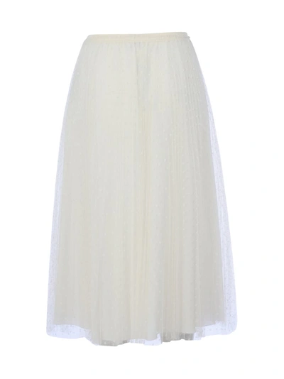 Shop Red Valentino Tulle Midi Skirt In White