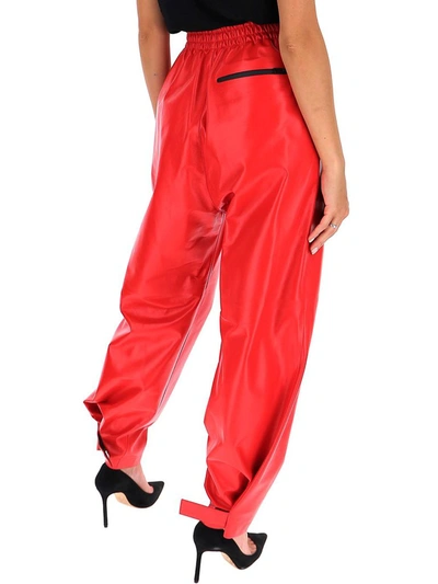 Shop Bottega Veneta Loose Fit Leather Pants In Red