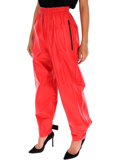 Shop Bottega Veneta Loose Fit Leather Pants In Red