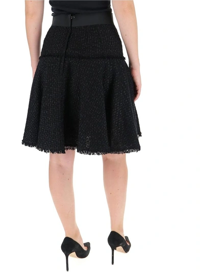 Shop Dolce & Gabbana Frayed Hem Flared Skirt In Black