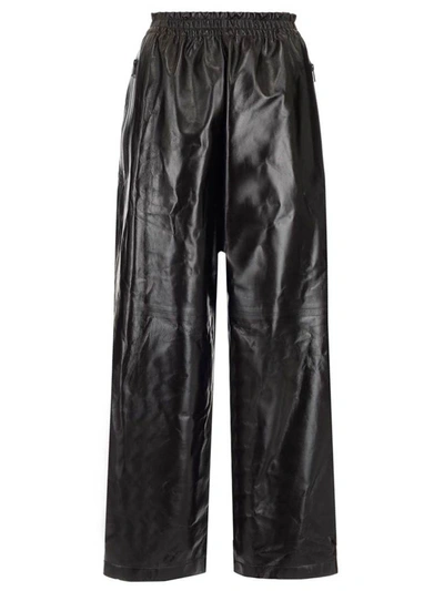 Shop Bottega Veneta Loose Fit Leather Pants In Brown