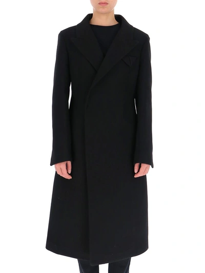 Shop Bottega Veneta Longline Single Breasted Coat In Black