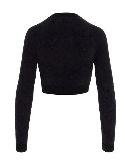 Shop Balmain Buttoned Cropped Sweater In Black