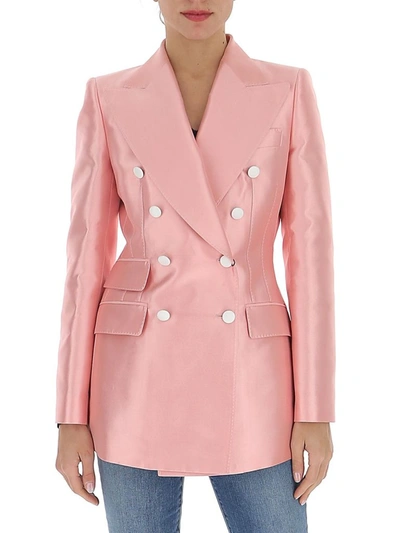 Shop Dolce & Gabbana Double Breasted Blazer In Pink