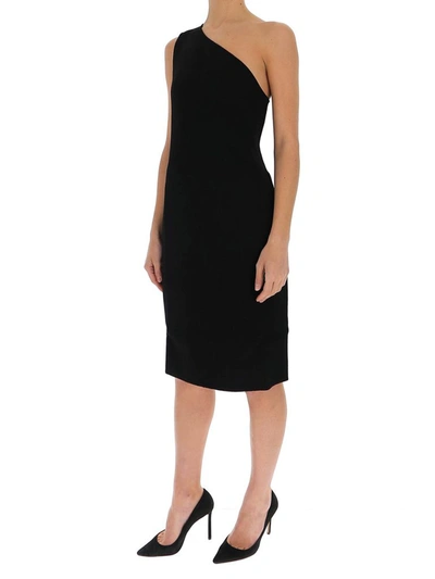 Shop Bottega Veneta One Shoulder Knit Dress In Black