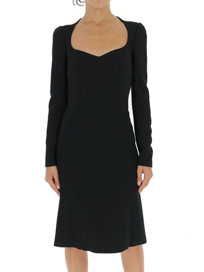 Shop Dolce & Gabbana Sweetheart Midi Dress In Black