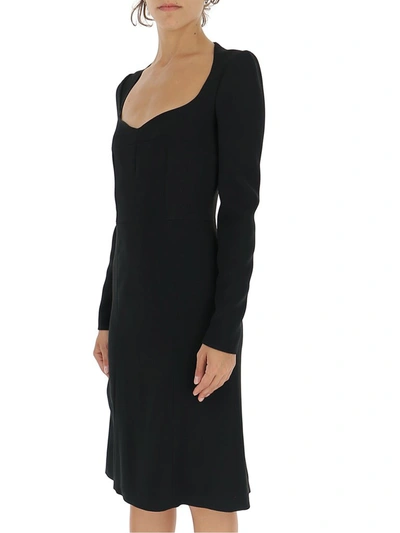 Shop Dolce & Gabbana Sweetheart Midi Dress In Black