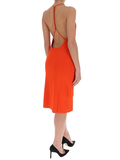 Shop Bottega Veneta Open Back Halter Dress In Orange