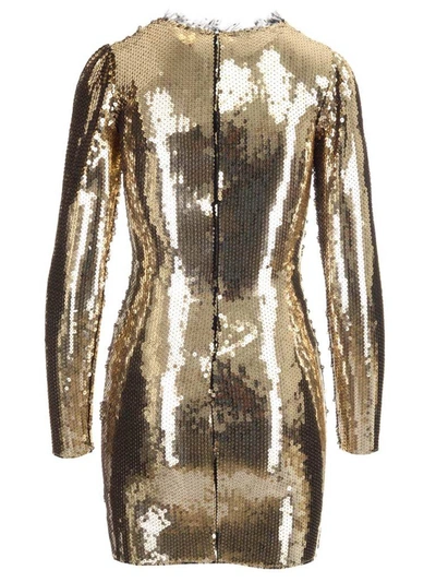 Shop Red Valentino Sequin Embellished Mini Dress In Gold