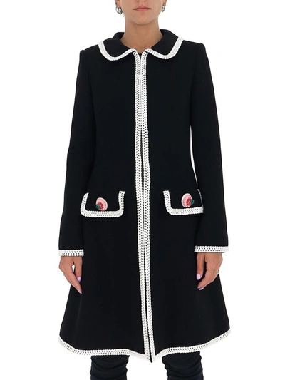 Shop Moschino Icing Bouclé Detailed Coat In Black