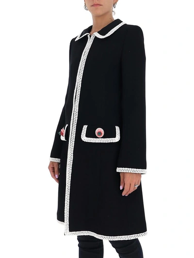 Shop Moschino Icing Bouclé Detailed Coat In Black