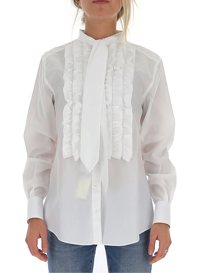 Shop Dolce & Gabbana Ruffled Detail Shirt In White