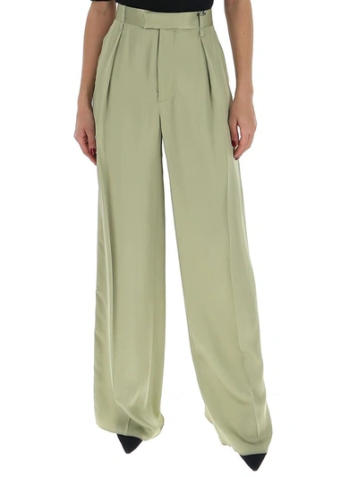 Shop Bottega Veneta Wide Leg Pants In Green