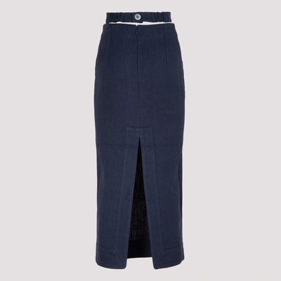 Shop Jacquemus La Jupe Valerie Cutout Belt Skirt In Blue