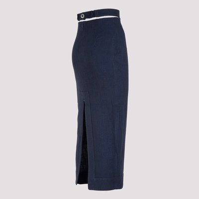 Shop Jacquemus La Jupe Valerie Cutout Belt Skirt In Blue
