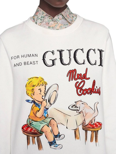 Shop Gucci Mad Cookies Print Sweatshirt In White