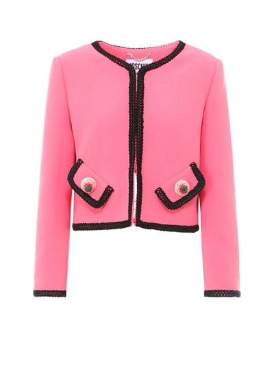 Shop Moschino Pocket Detailed Jacket In Pink