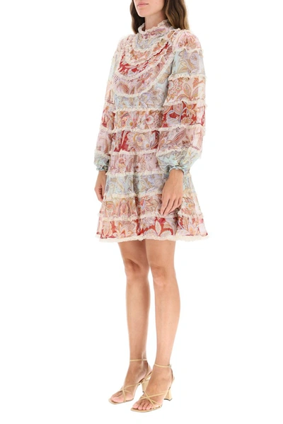 Shop Zimmermann Ladybeetle Spliced Mini Dress In Multi