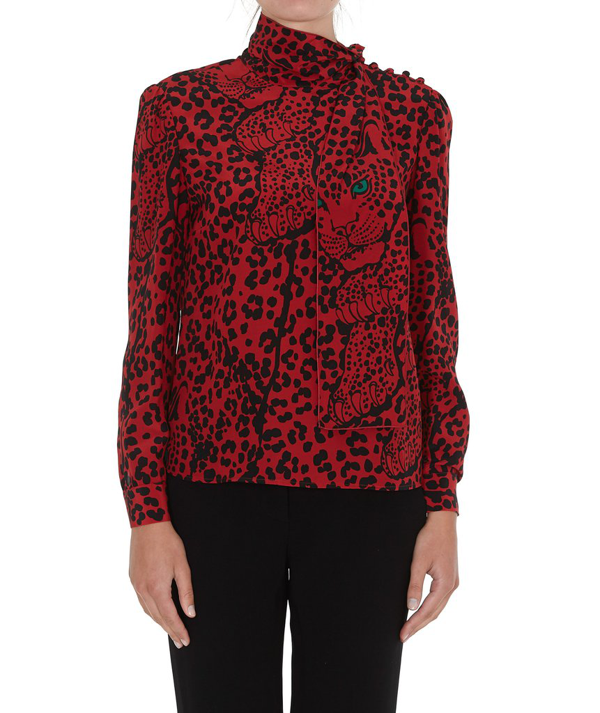 red animal print blouse
