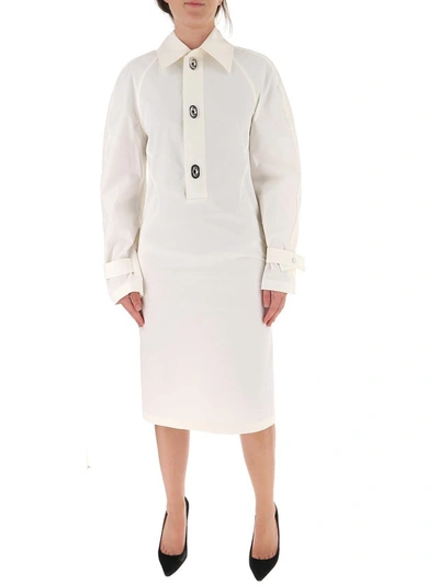 Shop Bottega Veneta Midi Shirt Dress In White