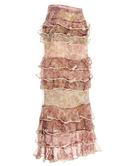 Shop Zimmermann Lucky Tiered Skirt In Multi