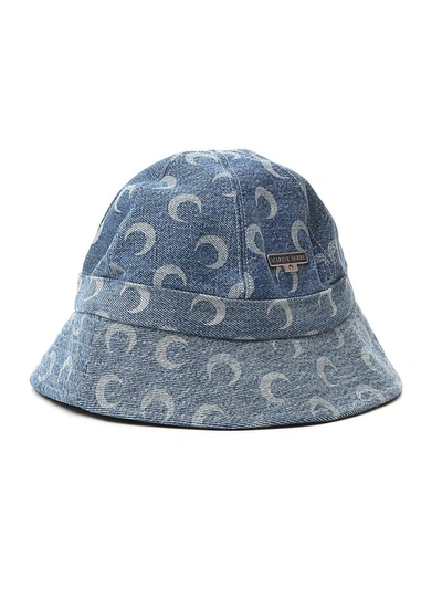 Shop Marine Serre Moon Print Bucket Hat In Blue