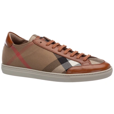 Shop Burberry House Check Sneakers In Brown