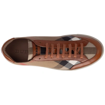 Shop Burberry House Check Sneakers In Brown