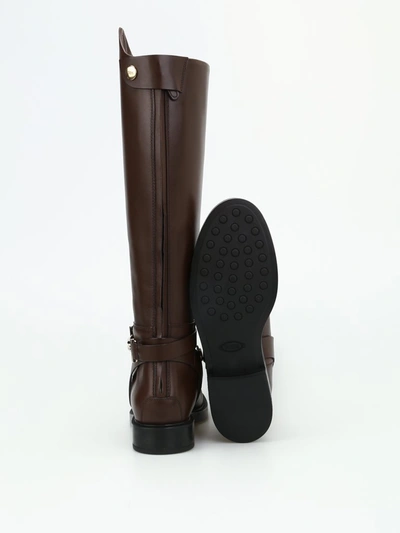 Shop Tod's Double T Detail Boots In Brown