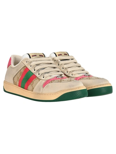 Shop Gucci Round Toe Sneakers In Multi