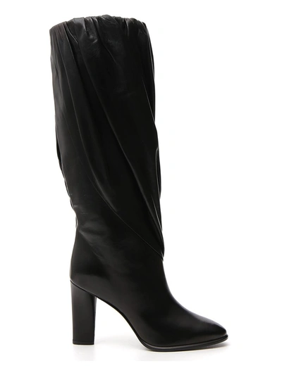 Shop Givenchy Pleated Heel Boots In Black