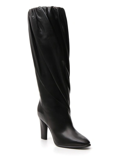 Shop Givenchy Pleated Heel Boots In Black