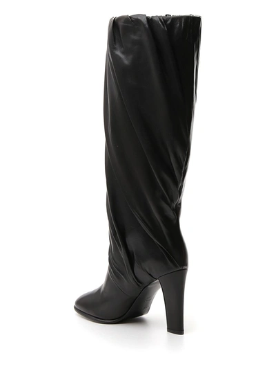 Shop Givenchy Pleated Heel Boots In Black