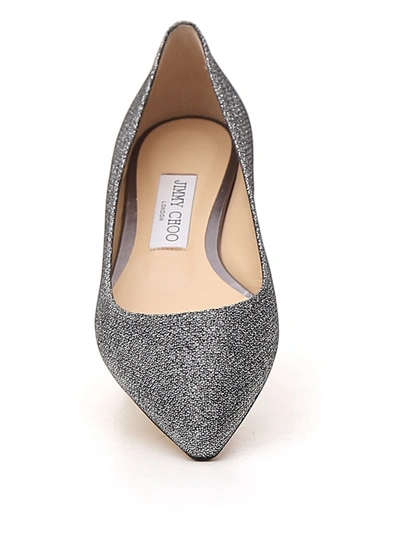 Shop Jimmy Choo Romy Ballerina Flats In Silver