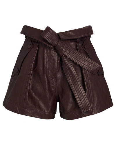 Shop Ulla Johnson Othello Tie-waist Leather Shorts In Red-drk